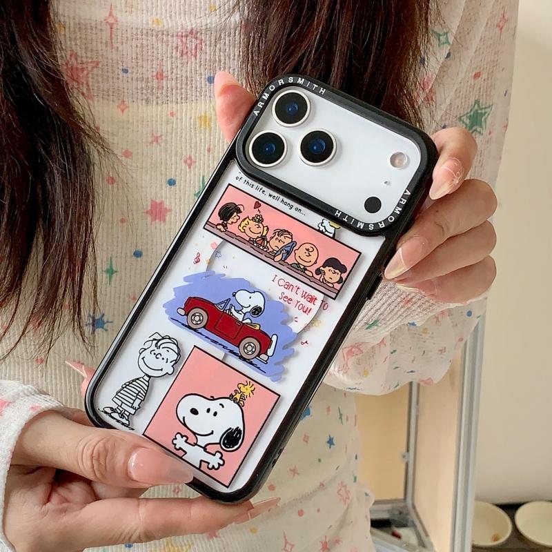 Cartoon Cute Snoopy Peanut Charlie Magsafe Wireless Charge Case For iPhone 11 12 13 14 15 16 17 Pro Max Snoopy Magnetic Holder