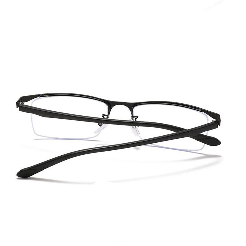 Half Frame Square Myopia Glasses Finished Metal Anti-Blue Light Prescription Eyeglasses Diopter 0 -0.5 -1.0 -1.5 To -6.0