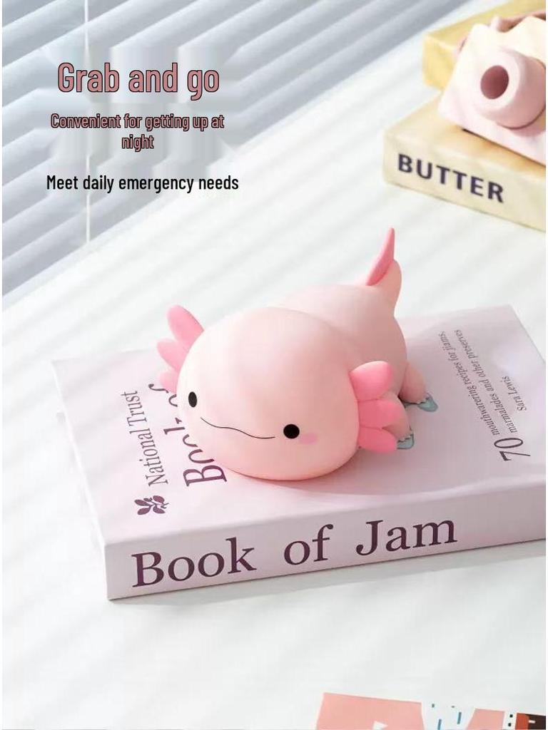 Rechargeable Axolotl Night Light with Timer – Touch-Control Bedside Lamp, Creative Gift