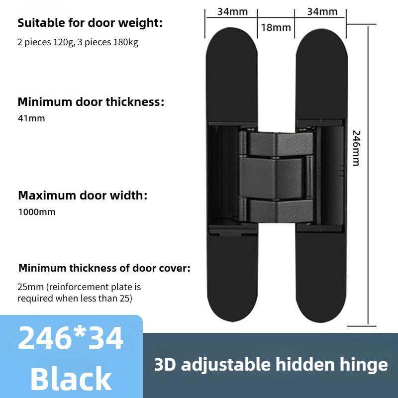 3D Hardware Supplies Hidden Door Hinges Adjustable Hotel Folding Door Inward and Outward Opening Concealed Door Closer