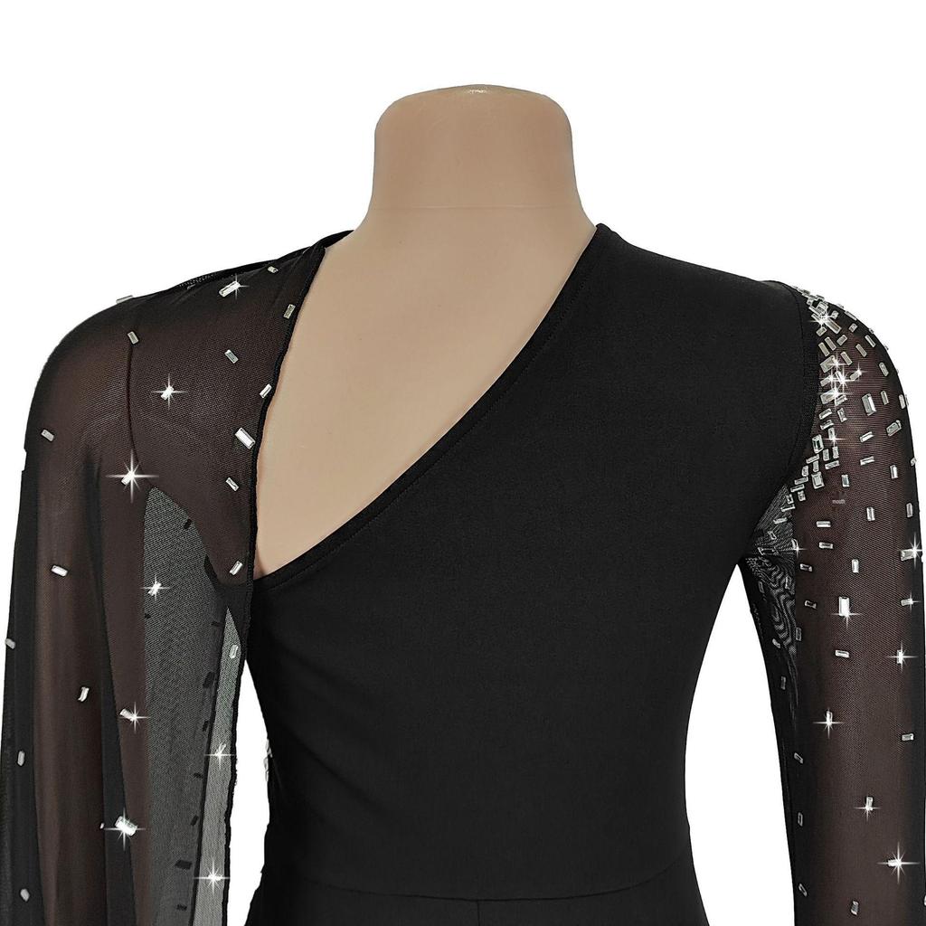 European & American Fashion Sexy Mesh Dress with Hip-Hugging Fit and Hot Drilling Details