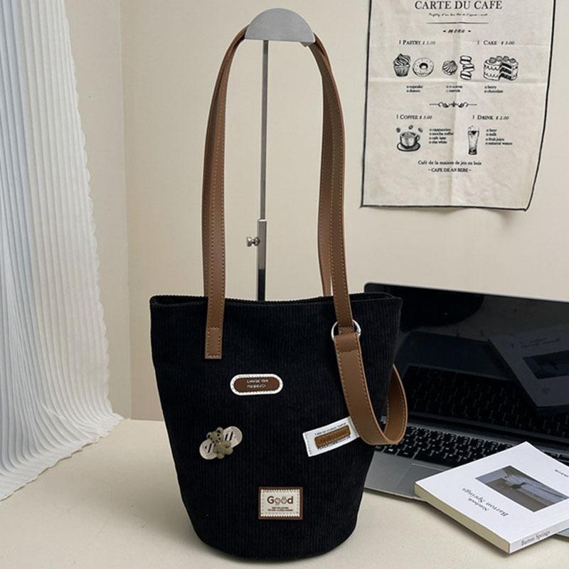 Corduroy Bag Women's Large-capacity New Autumn and Winter Velvet Shoulder Messenger Bag Bucket Bag