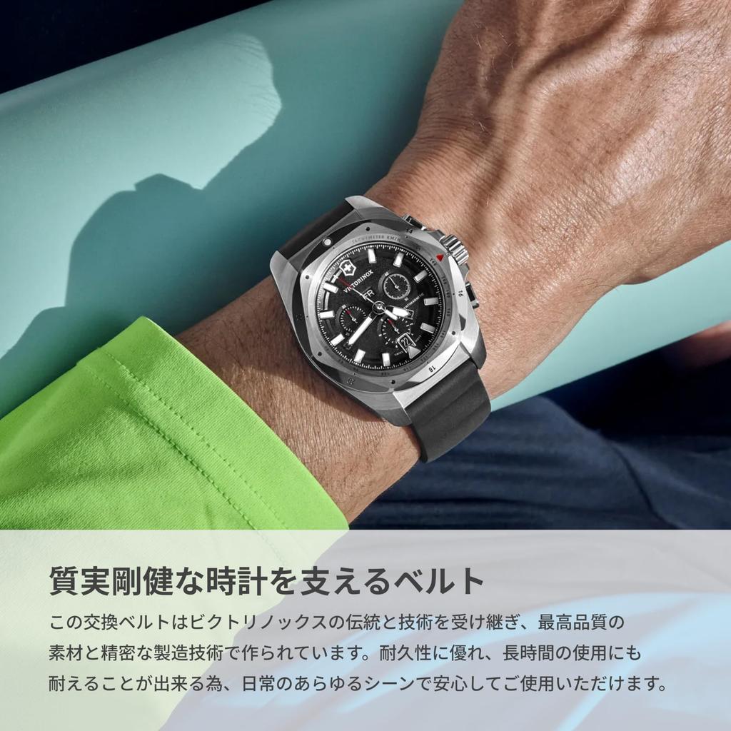 Victorinox 21mm Watch Rubber Strap with D2 Pin Lightweight and Blue Band, Tool-Free Buckle, Breathable, [V.60042]