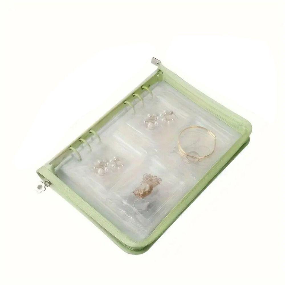 Large-Capacity Jewelry Storage Booklet Transparent Jewelry Organizer Zipper Pouch Travel