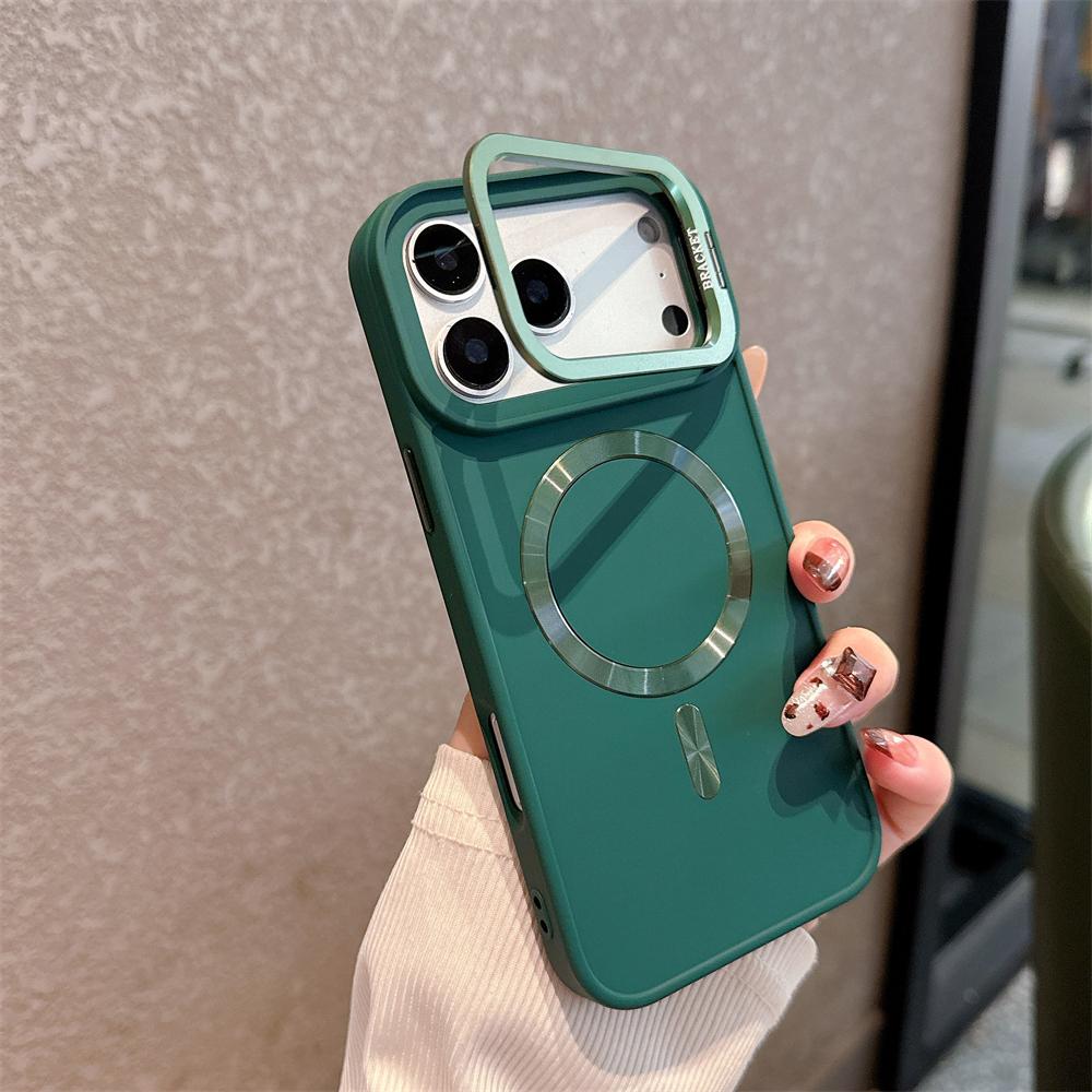 

Matte Magnetic Wireless Charging Lens Stand Case For iPhone 17 16 15 14 13 12 11 Pro Max Plus Air For Magsafe Shockproof Cover iPhone 15