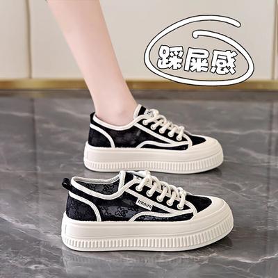 Women's Shoes Summer Breathable Net Shoes New Mesh Fisherman Shoes Thick Baseplate Shoes Thin Black Canvas Shoes