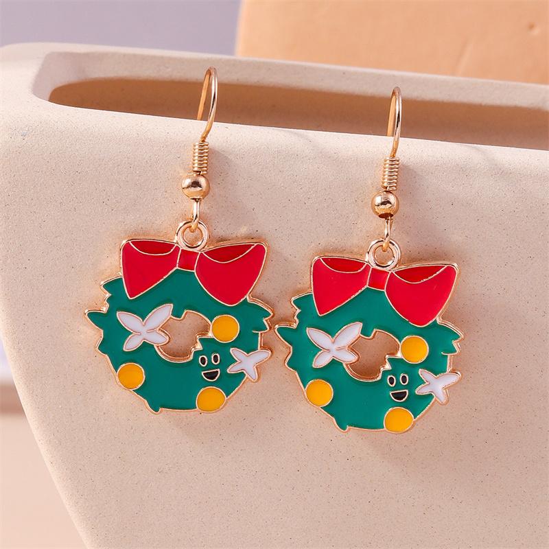 Cute Christmas Tree Drop Earrings Women Girls Elk Snowman Santa Claus Earrings X'mas New Year Party Jewelry Gifts