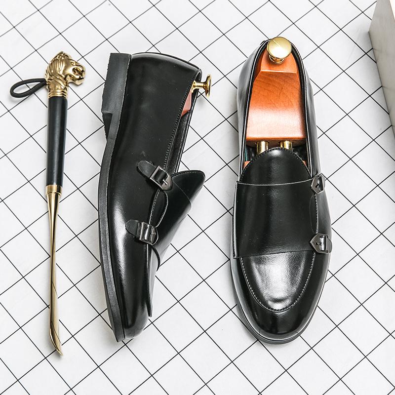 Fashion British Style Fashionable Business Breathable Casual Double Buckle Groom's Wedding Shoes Spring Brand New Comfortable Monk Shoes