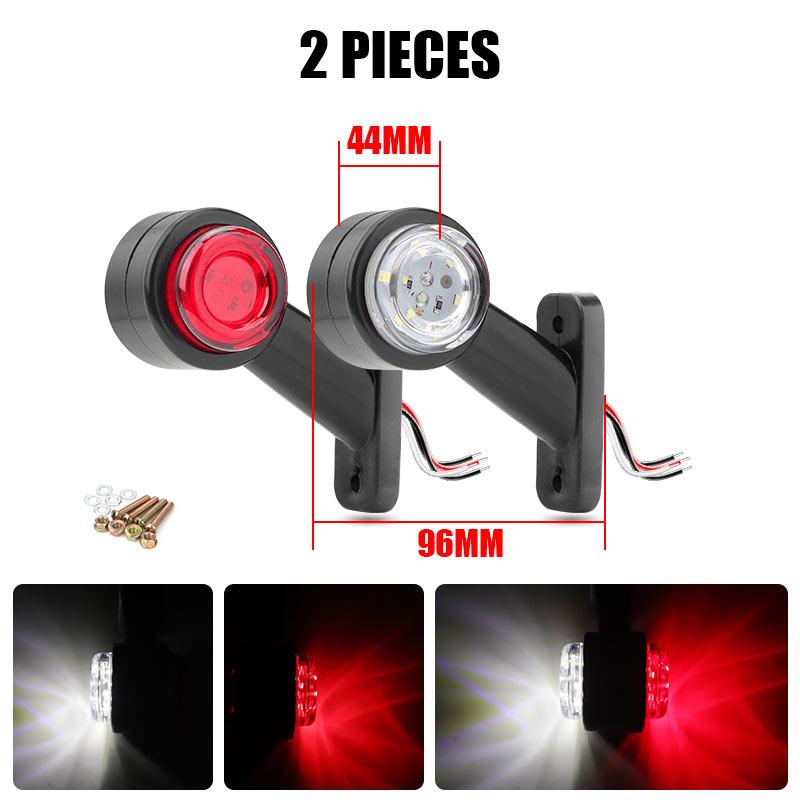 Truck Dual Face LED Side Marker Parking Light White Red Clearance Lights for Trailer Tractor RV Van Lorry Position Lamp 12V 24V 2pcs