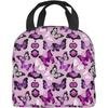 Beautiful Insect Purple Butterfly Insulated Lunch Bag Thermal Freezable lunch Tote Waterproof Bento Lu nch Box Women Men Lunc h