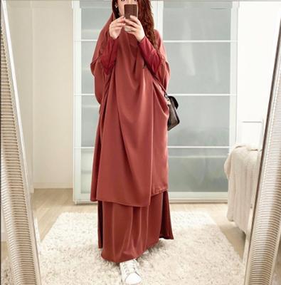 One Size Fits All Women's Two-piece Set, Oversized Long Shirt, Long Skirt, Middle Eastern Robe Set, Solid Color Dress