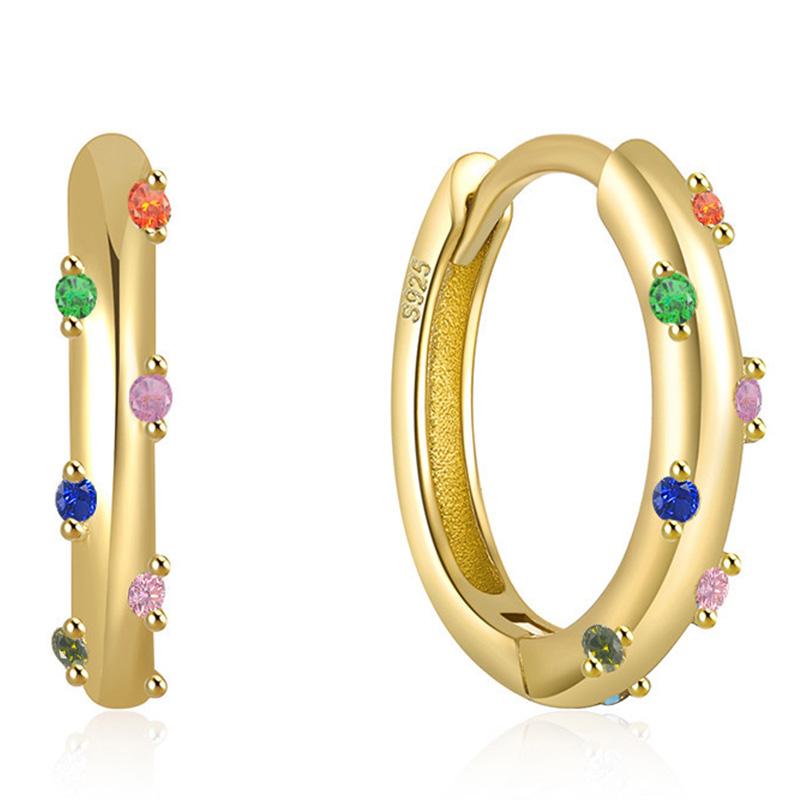 Boucles d'oreilles rondes tendance en acier inoxydable couleur or cristal pour femmes Zircon imitation métal boucle d'oreille fête quotidien zircon