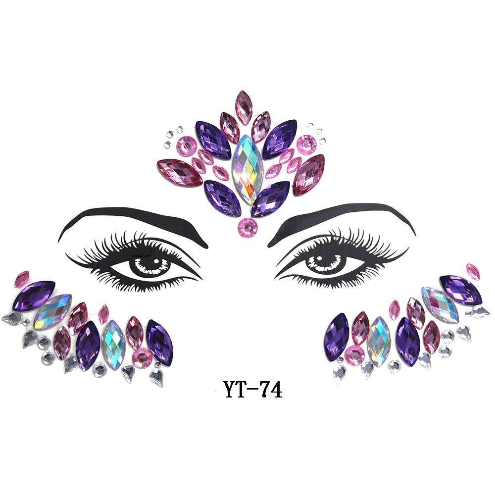 1PC Maskerade Glänzendes Gesicht Dekoration 3D Kristall Aufkleber Musik Festival Trendy Glänzende Acryl Bohrer Aufkleber Temporäre Tattoo Aufkleber
