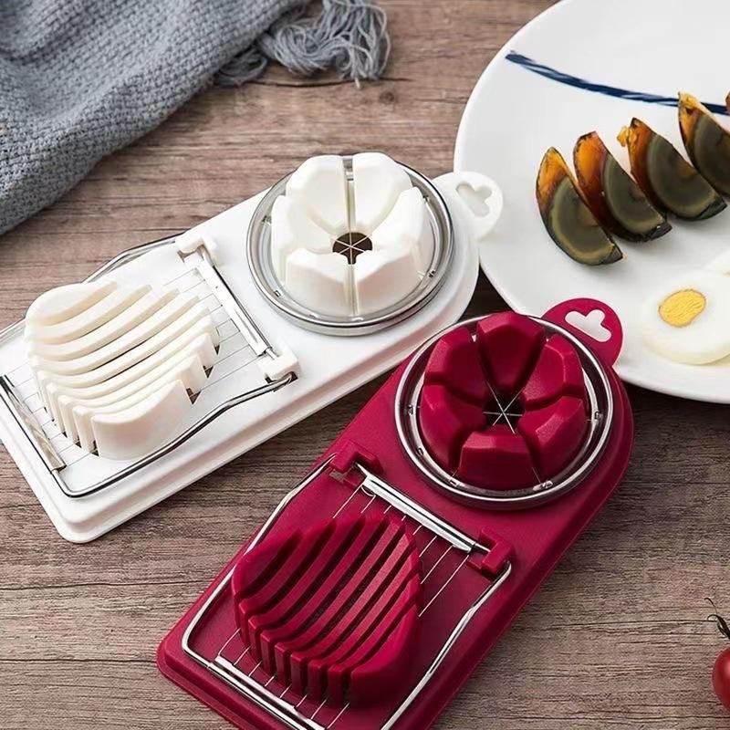 Two-in-one Preserved Egg and Egg Slicer Household Stainless Steel Egg Slicer Bananas Strawberries Slicer