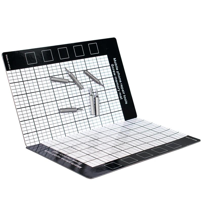 Magnetische Schraubenmatte Gedächtniskarte Arbeitsunterlage Arbeitsgedächtnisunterlage für kleine Schrauben Hält Mobiltelefon Reparaturwerkzeug 145×90mm