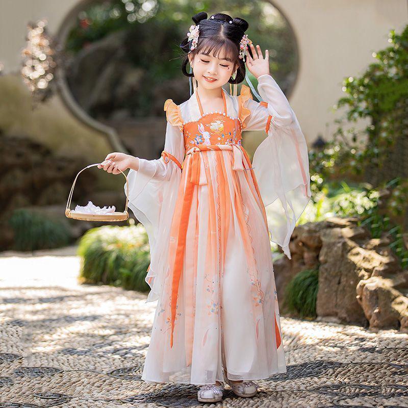 Summer 2026 Girls Chinese Tang Suit Hanfu Dress – Ancient Style Princess Costume 150 for height 139cm-148cm