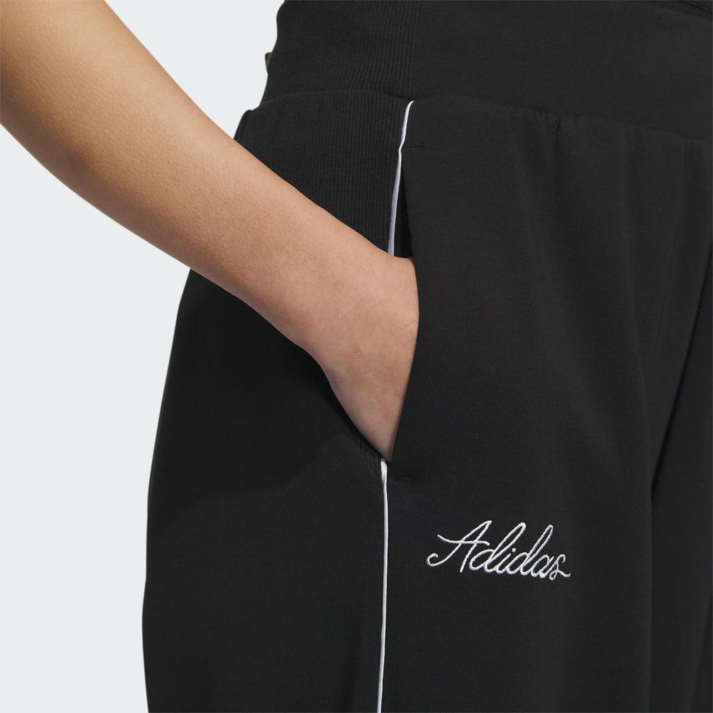 Adidas Rco 7/8 Tapered Mid-Rise Pants with Cuffed Ankles and Breathable Fabric Women Bottoms Black IP7091