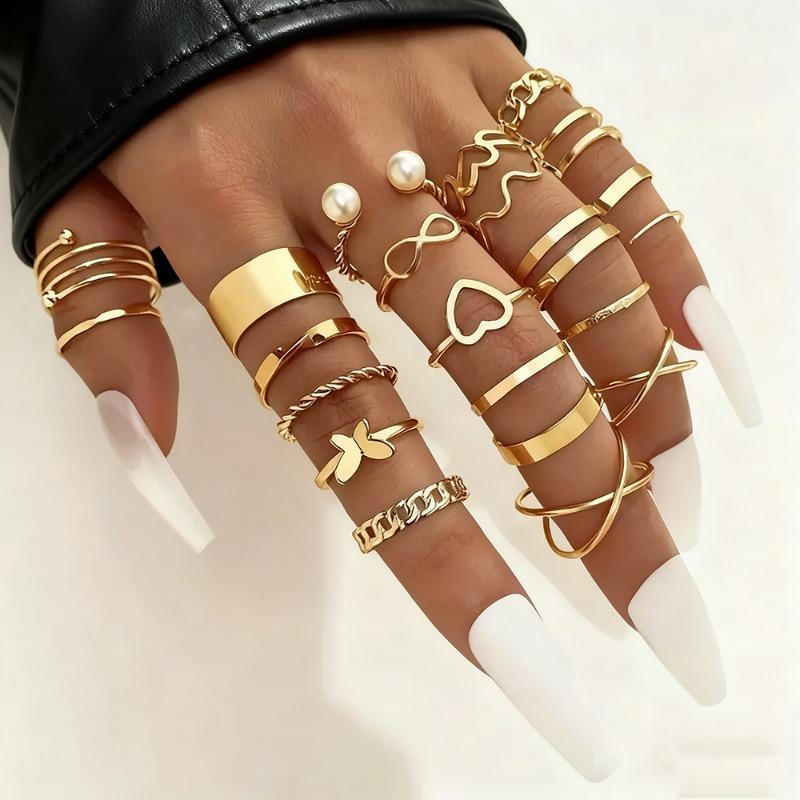 European and American Geometric Creative Ring Set of 30 Pieces, Personalized Irregular Design Women's Ring