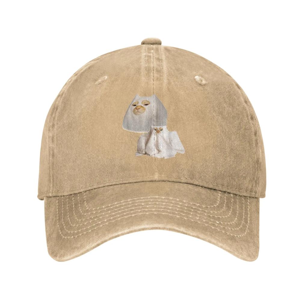 Ghost Cat Meme Funny Artwork Baseball Caps Vintage Distressed Cotton Halloween Snapback Cap Unisex Outdoor Adjustable Fit Hats