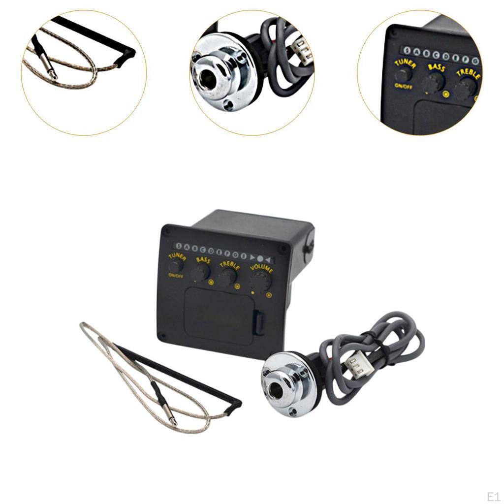 Folk Guitar EQ Pickup 2 Band Preamp Accessories 6.35mm Audio Output Jack Acoustic Guitars Versatile