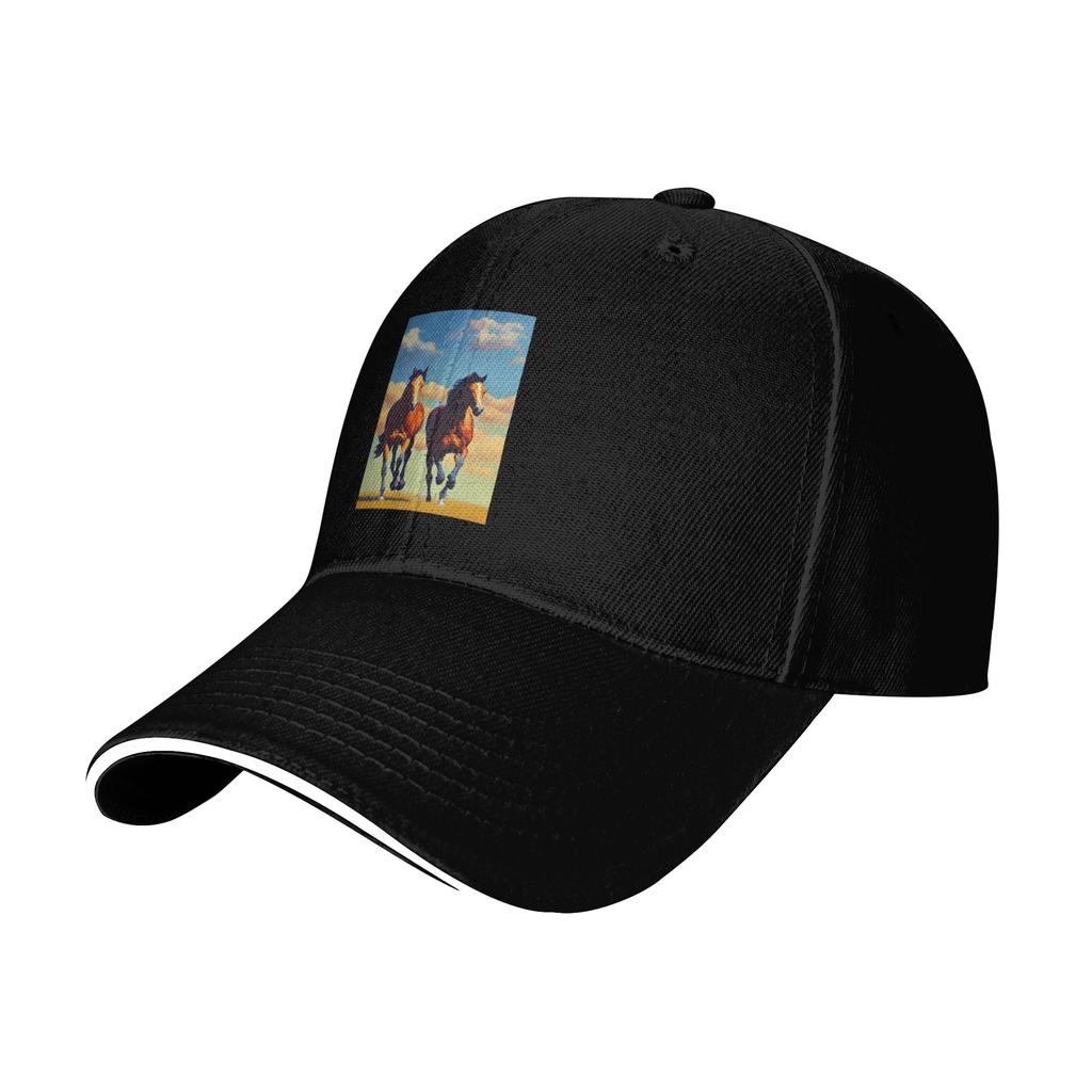 Laufendes Pferd und Reitkappe Lässige Baseballkappen Verstellbarer Hut Hip Hop Sommer Unisex Baseballkappen Anpassbar