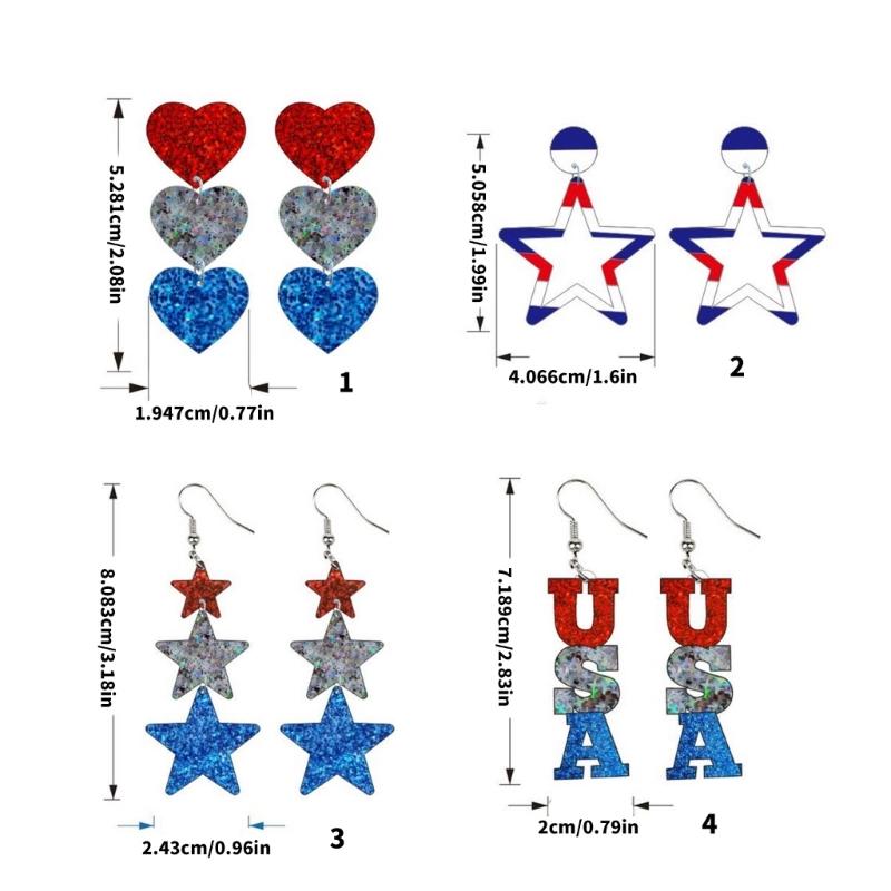 Modern Striped Heart Star Letters Earrings Comfortable Acrylic Jewelry Fashion Ear Accessories For Sensitive Ears