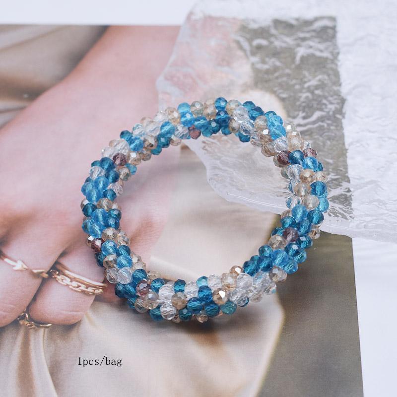 Trendy Bead Bracelet Elastic Handmade Strand Bracelets for Women Gift New Hair Accessory Glass Beads Bracelet