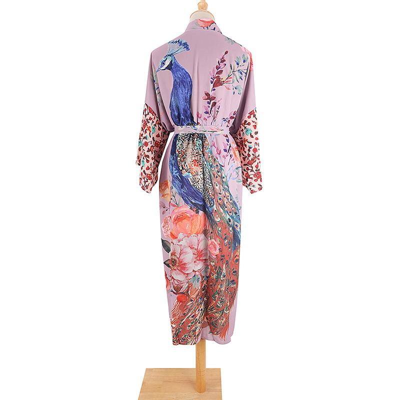 Boho plážové kimono přehozy pro ženy Peocock tištěné zavinovací šaty Letní plážová pláštěnka Dovolenkové plavky