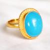 Blue Turquoise Ring, 925 Sterling Silver Jewelry, Minimalist Gold Fill Statement Ring, Handmade Promise Ring