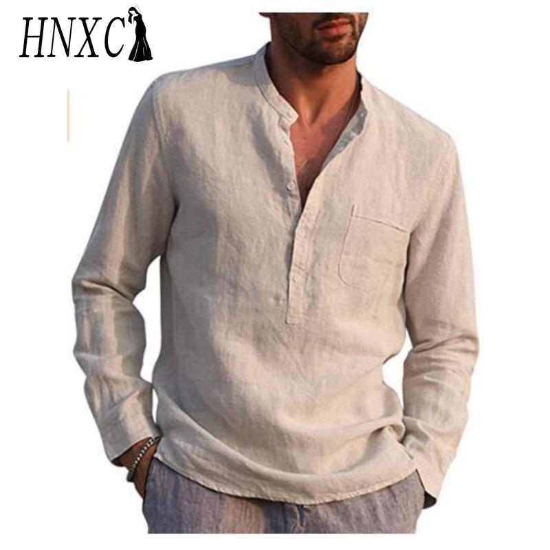 HNXC Bavlněné tričko s dlouhým rukávem Pánská móda Volné tričko S potiskem Soucitné tričko