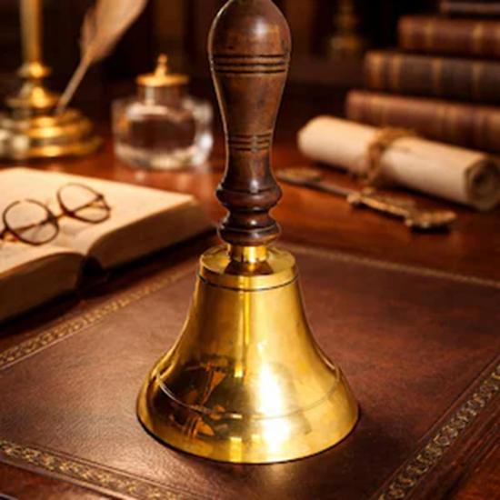 Decorative Brass Bell with Wooden Handle Maritime Nautical Bell Home Accent