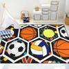 Soccer Star Kids Rug Green Field Football Print Carpet Children's Bedroom Playroom Decorative Floor Mat