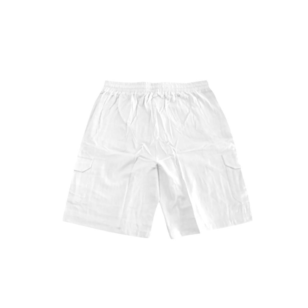Men's Linen Short Pants With Multiple Pockets And Drawstring Waistband - Beach Work Pants