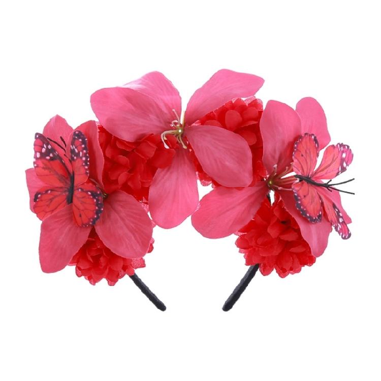 

Flower Butterfly Headbands for Women Girls Colorful Butterfly Hairband Hair Hoop Bridal Wedding Headpieces Photo Props красный