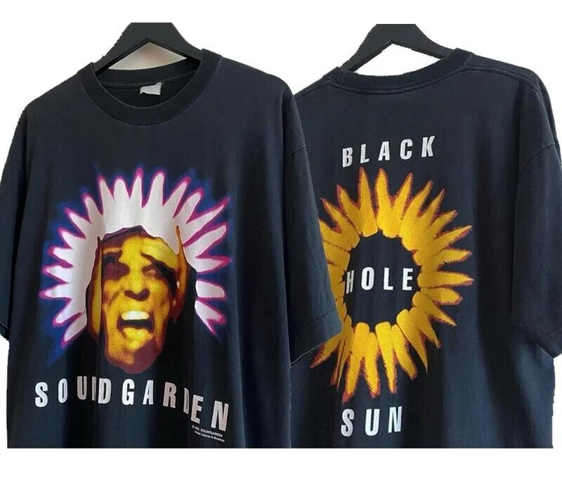 1994 Soundgarden Black Hole Sun 2 Side Short Sleeve Black Unisex T shirt S-5XL Unisex T-Shirt S