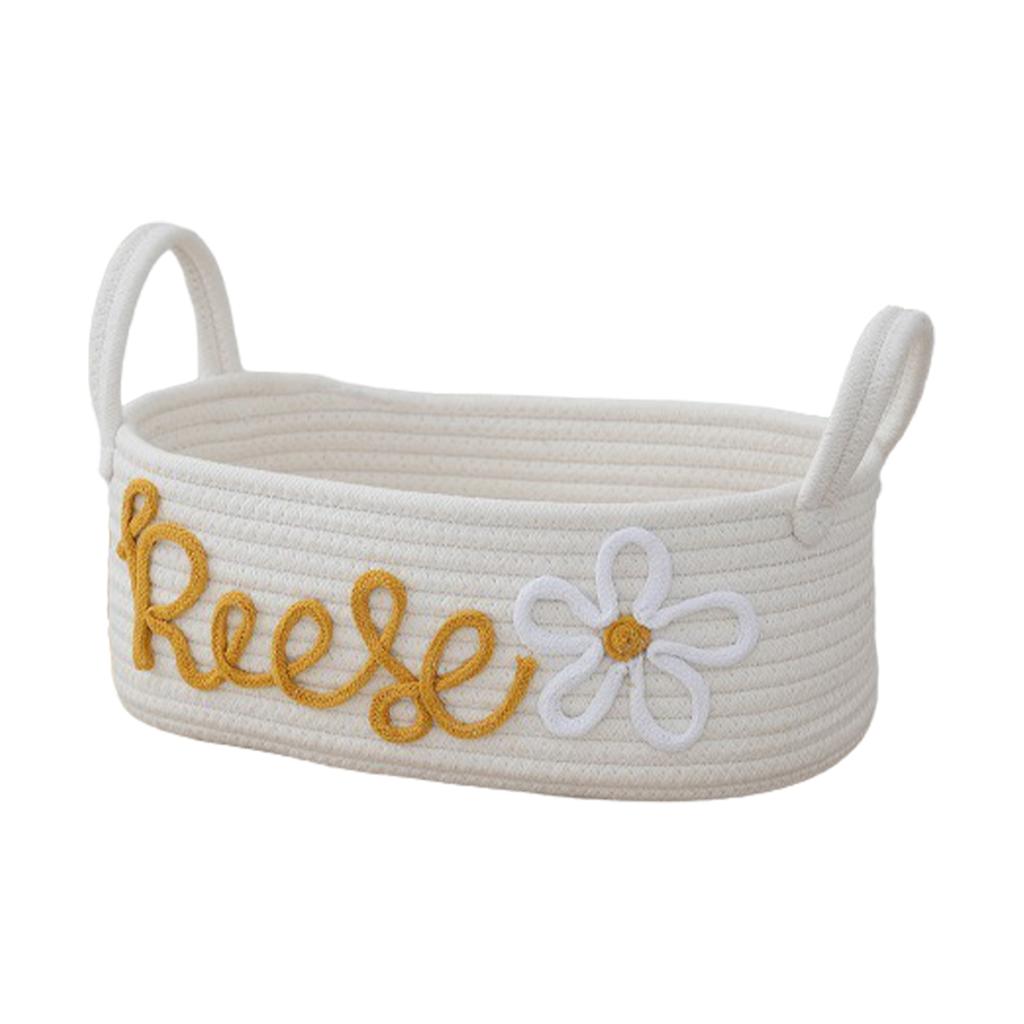 Tabletop Nordic Style Cotton Storage Basket Foldable Storage Baskets With Handles Rope Wrapped Letter Storage Basket