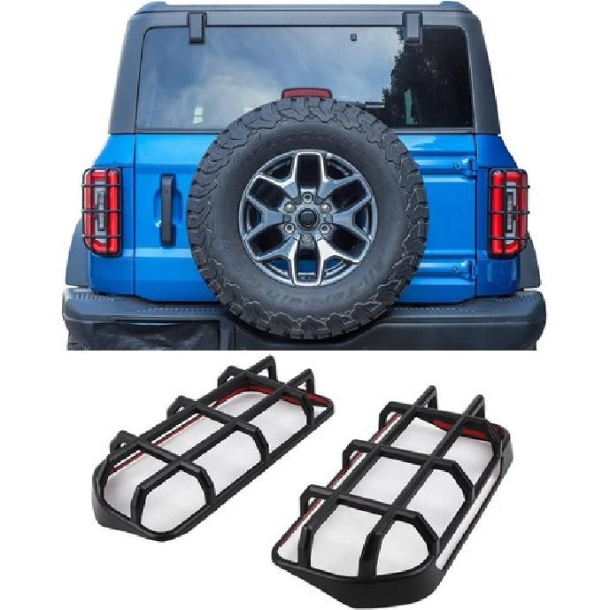 1 Pair ABS Rear Tail Light Guards Cover for Ford Bronco + Black Accessories