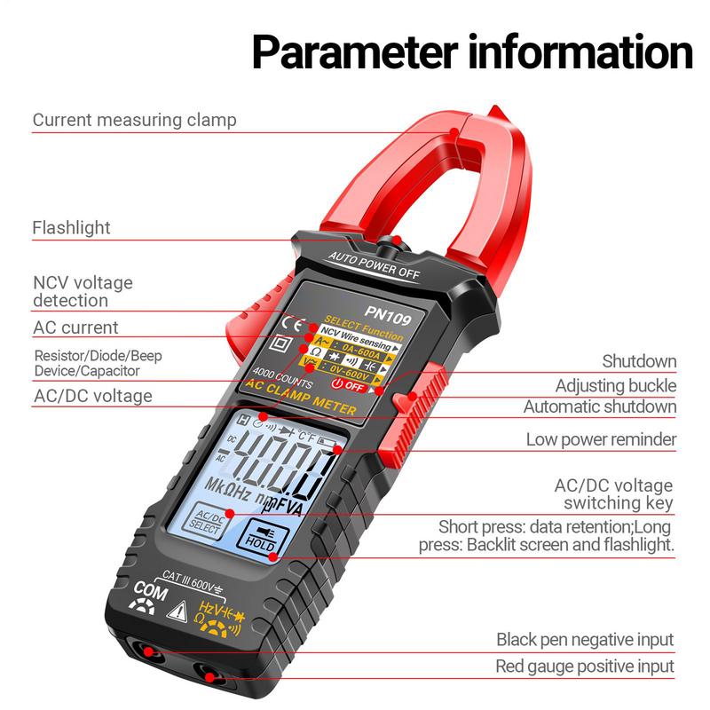 Clamp Meters DC Amp Clamp Meter 4000-Count Automatic Detector Portable LCD Backlight For Current Capacitor Circuit Wire Breaker