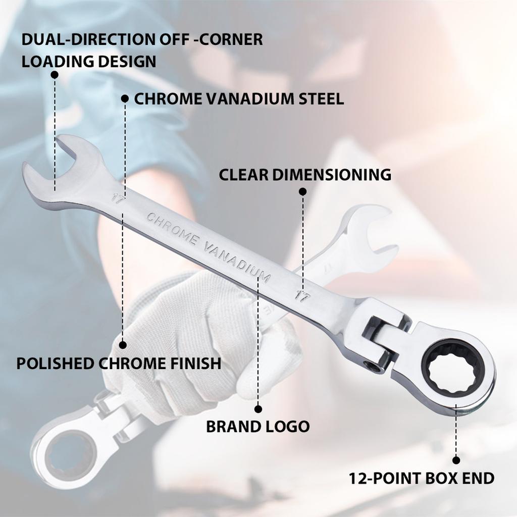 Movable Head Ratchet 7-piece Set, Open Tool -purpose 72-tooth