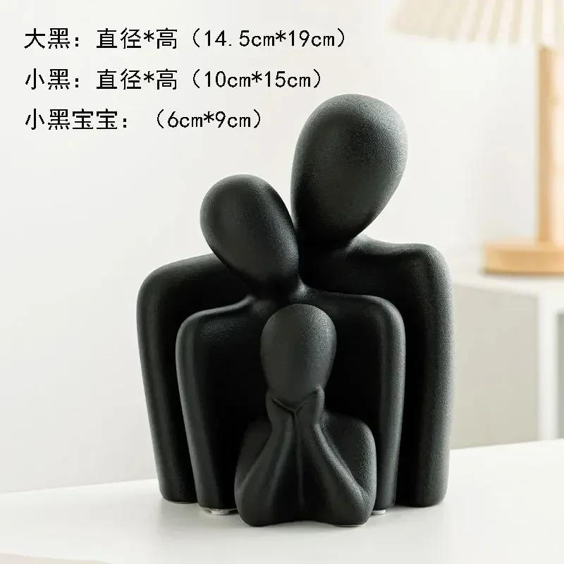 Home Decor Sculpture Ceramic Figure Statue Ornament Abstract Art Hugging Couple Statue Happy Family Modern Home Decor Crafts