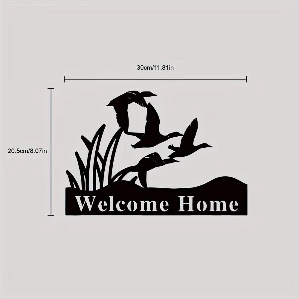 1 st Välkommen Metallskylt - Svart Utomhusdörrhängare, Personlig Efternamnsskylt, Idealisk Gåva för Par, Snygg Verandadekoration