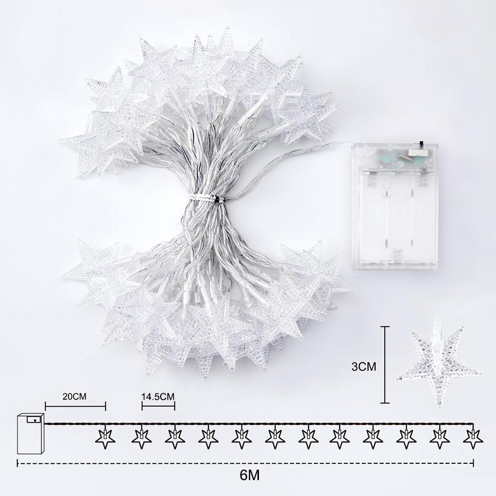 Star String Lights Battery Operated 6m 40 LED IP67 Waterproof Fairy String Lights for Wedding Party,Garden
