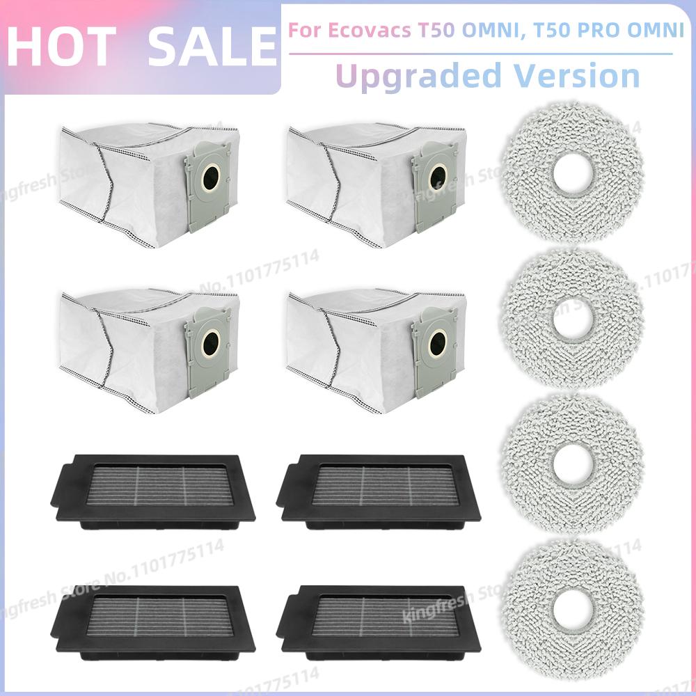 Fit For ECOVACS T50 PRO OMNI / T50 OMNI Vacuum Parts Main Roller Side Brush HEPA Filter Mop Cloth Dust Bag