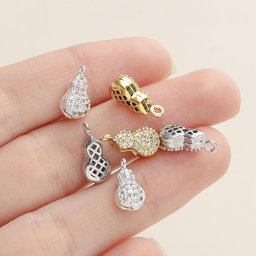 2pcs/pack 18K Gold Color Plated Copper Zircon Gourd Shape Pendants For DIY Bracelet Necklace Jewelry Making Accessories