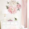 Watercolor Peony Wall Stickers, Removable PVC Decals for Home Decor, Creative Art