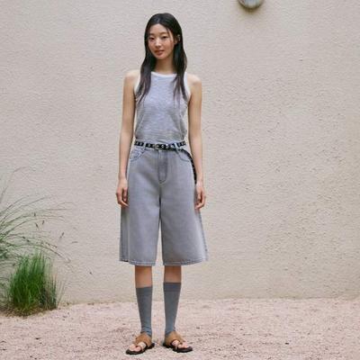 Women S Cut Line waShing Denim Bermuda pantS aS2dp561