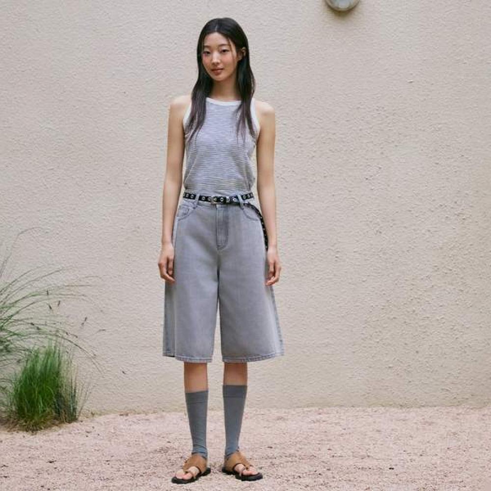 Lap Women S Cut Line waShing Denim Bermuda pantS aS2dp561 LG (light gray)/S
