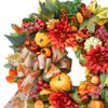18 Inch Fall Wreath for Front Door Artificial Pumpkin Wreath with Dahlia Berries And Bow Large Autumn Wreath for Thanksgiving Farmhouse Indoor