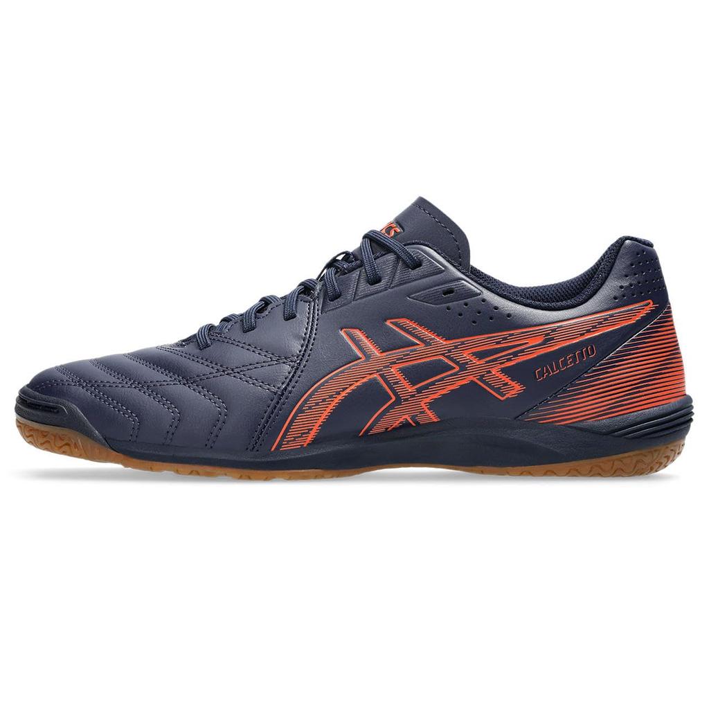 Asics CALCETTO WD 9 Futsal Unisex Size 401 3E Shoes, 1113A037, Adult, (Midnight/Habañero), 28.5 Cm,