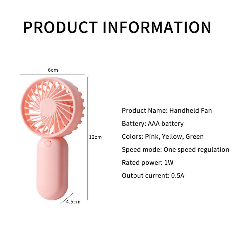 Colorful Portable Handheld Mini Fan Aaa Battery Power Supply Mute Air Cooling Cooler For Summer  Trip Travel Home Office
